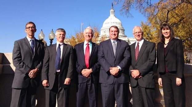 NADO Executive Committee Members pictured left to right are Secretary Doug Elliott (IA), President Peter Gregory (VT), Second Vice President Jeff Kiely (NM), First Vice President Terry Bobrowski (TN), Immediate Past President John Leonard (GA), and Treasurer Lynne Keller Forbes (SD).