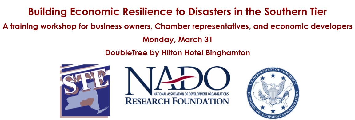 Building Economic Resilience to Disasters in the Southern Tier with logos