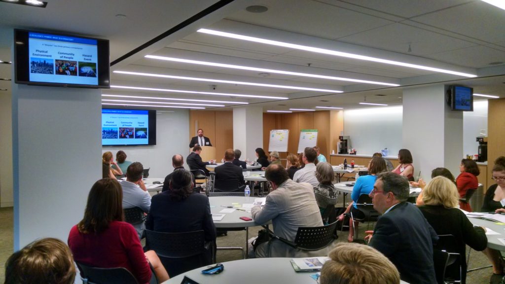 Participants heard from a variety of national, regional, and local leaders and practitioners. Here, Josh Barnes from EDA discusses how disasters can serve as an opportunity to diversify and strengthen economies.