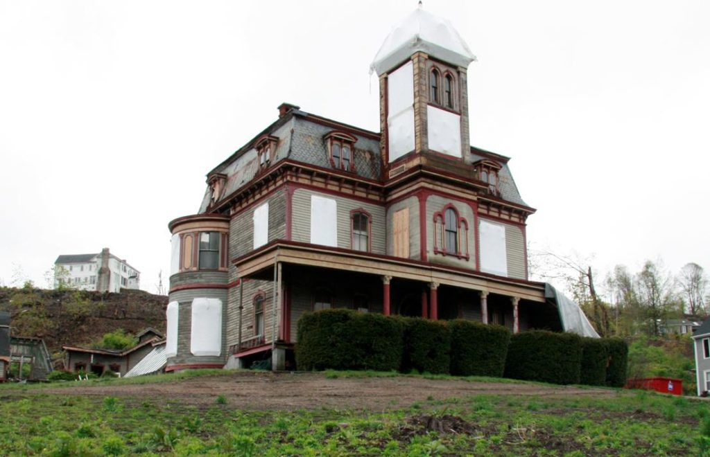 One of many historic buildings in Monson that had irreparable damage from the tornado. Zoning changes allowed Monson to rebuild to similar specifications. Credit: Larry Smith