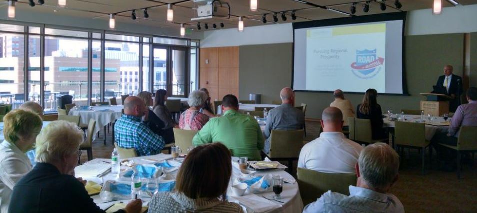 Steve Etcher speaks with the Michigan Association of Regions in Grand Junction, August 2015.