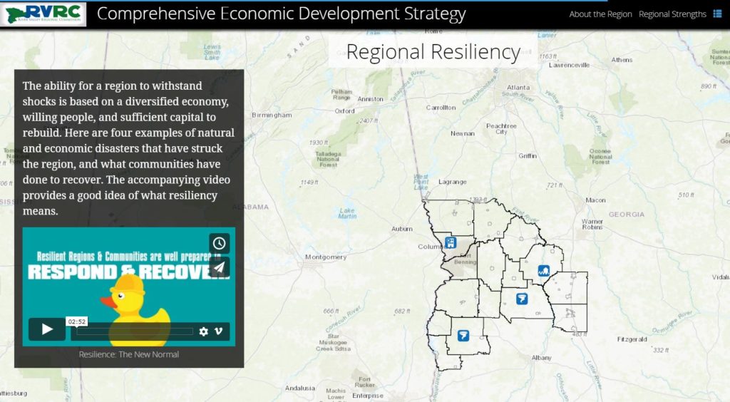 Readers of RVRC’s Story Map-enhanced CEDS are able to scroll seamlessly through multiple sections, which are well-organized and supplemented with maps, images, and videos.