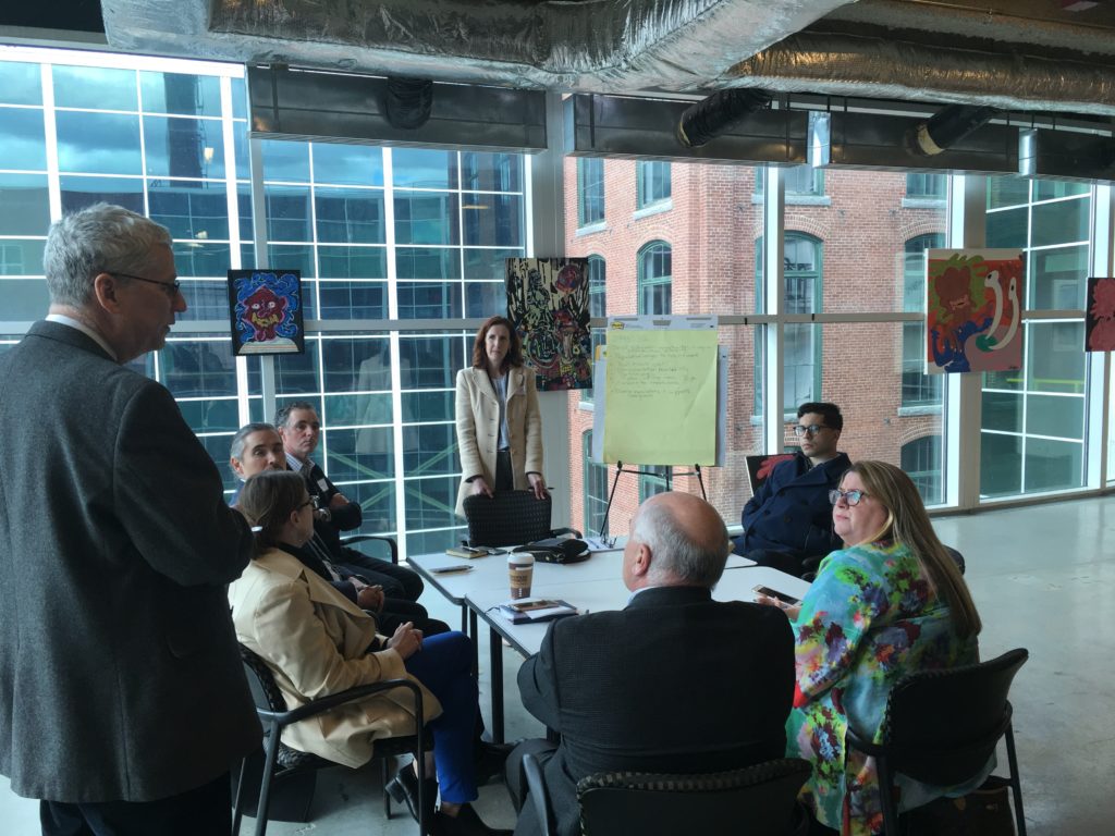 meetings were held in unique settings across the region, such as on the floors of manufacturing facilities, in vacant storefronts, at coworking spaces, and in business incubators.